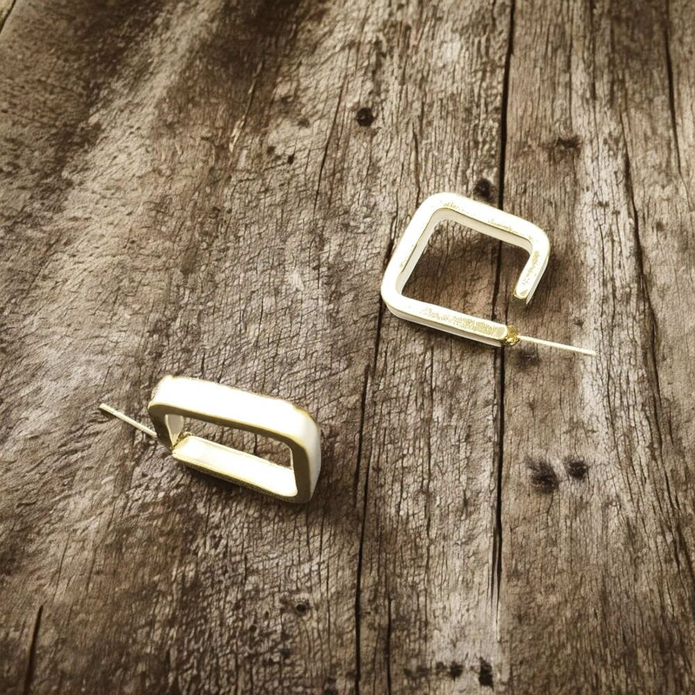 White Open Square Hoop