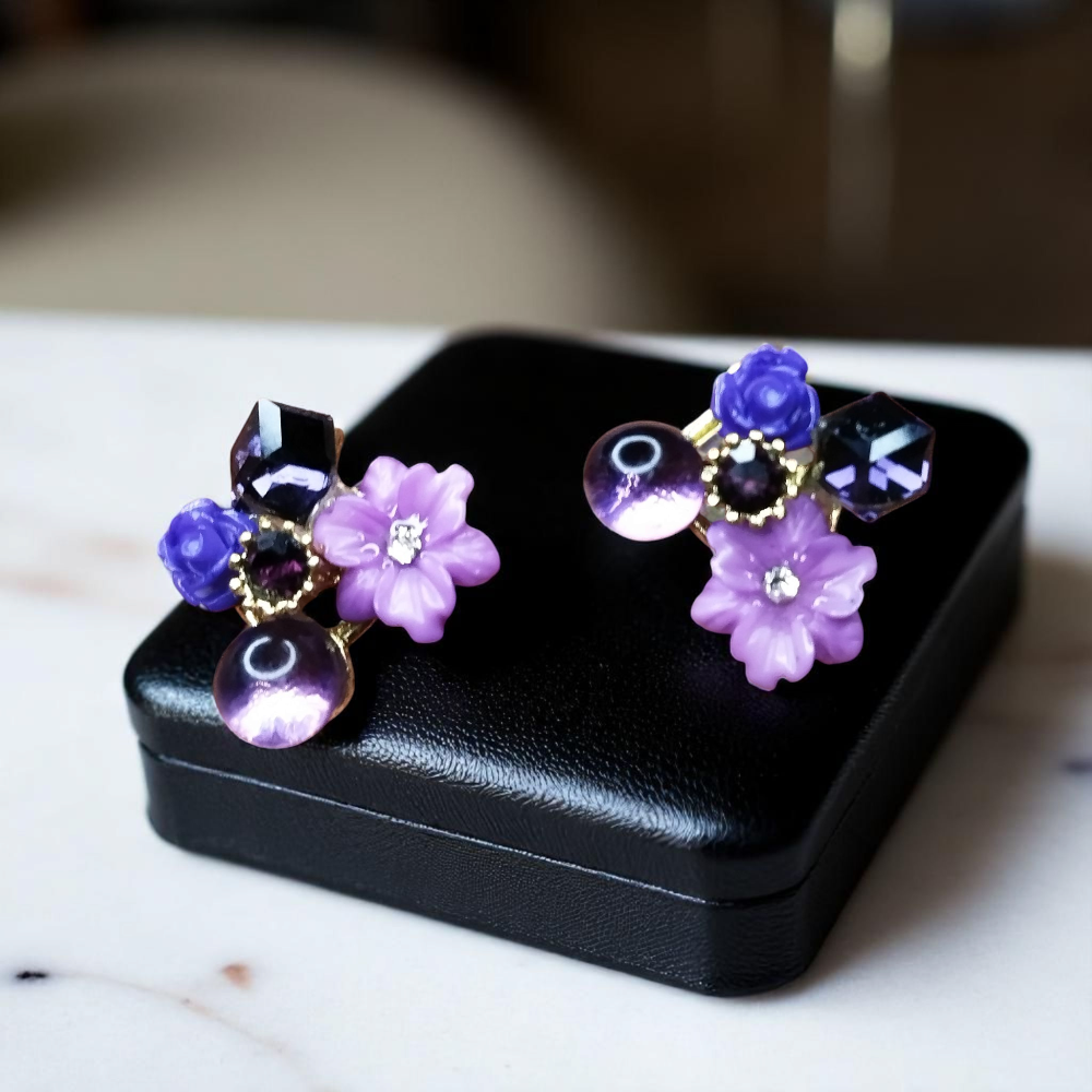 Purple Floral Earrings