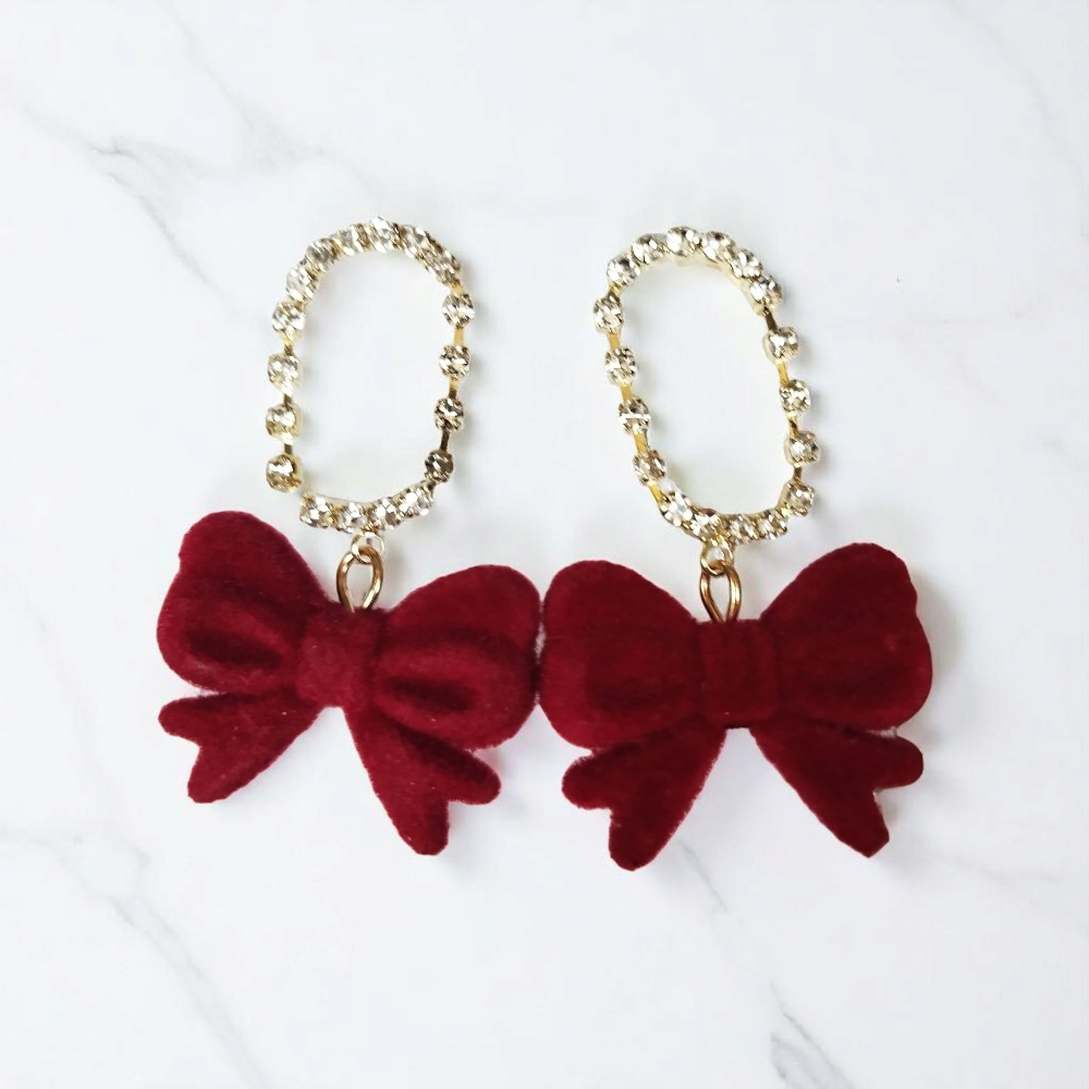 Red Velvet Bow Earrings