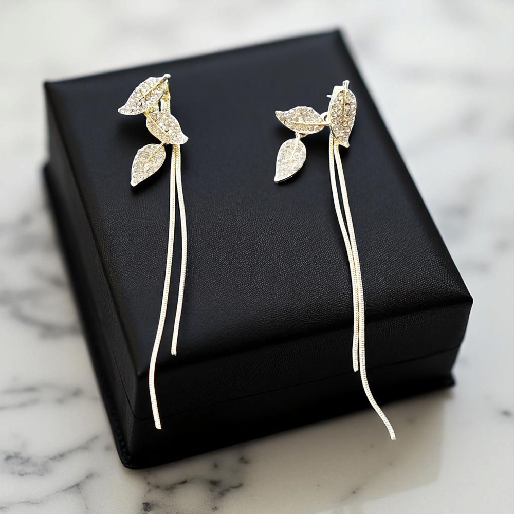 Diamond Leaf Earrings