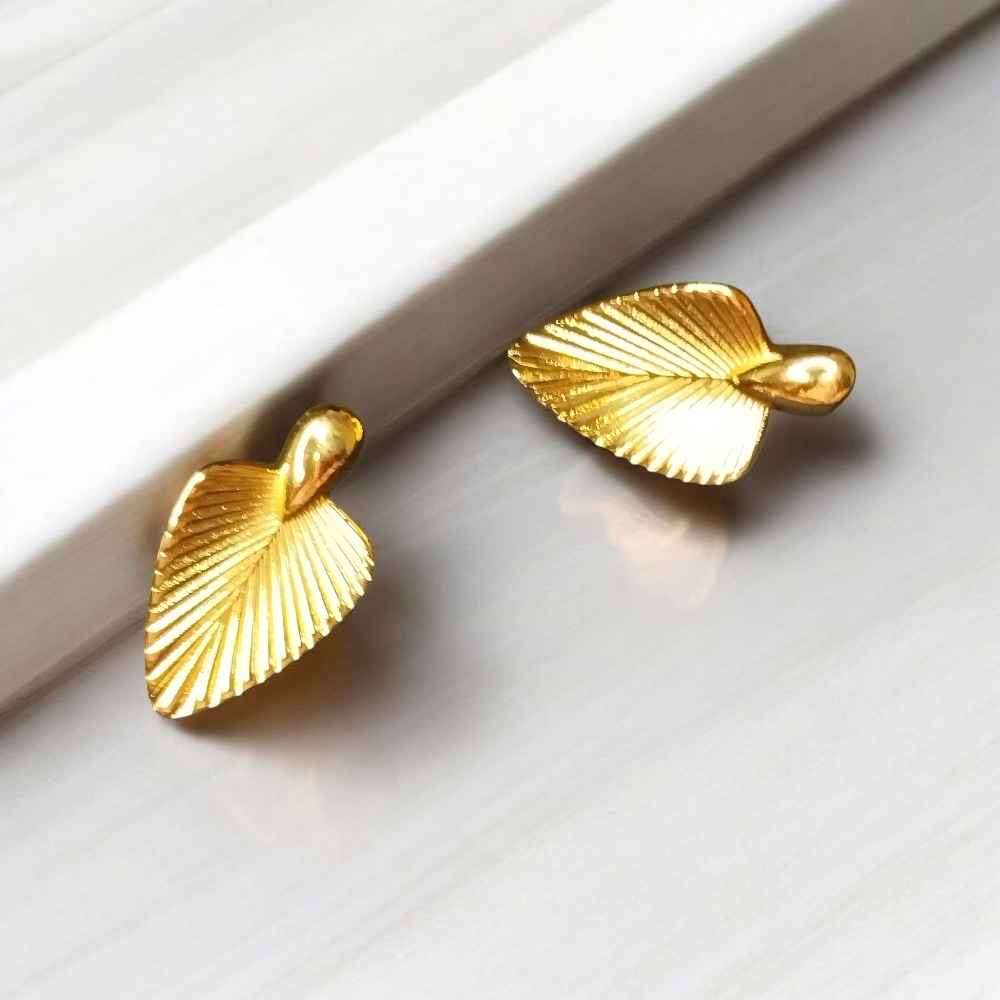 Gold Plated Leaf Shape Earrings