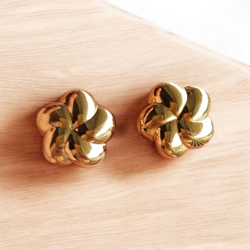 Gold Floral Anti Tarnish Earrings