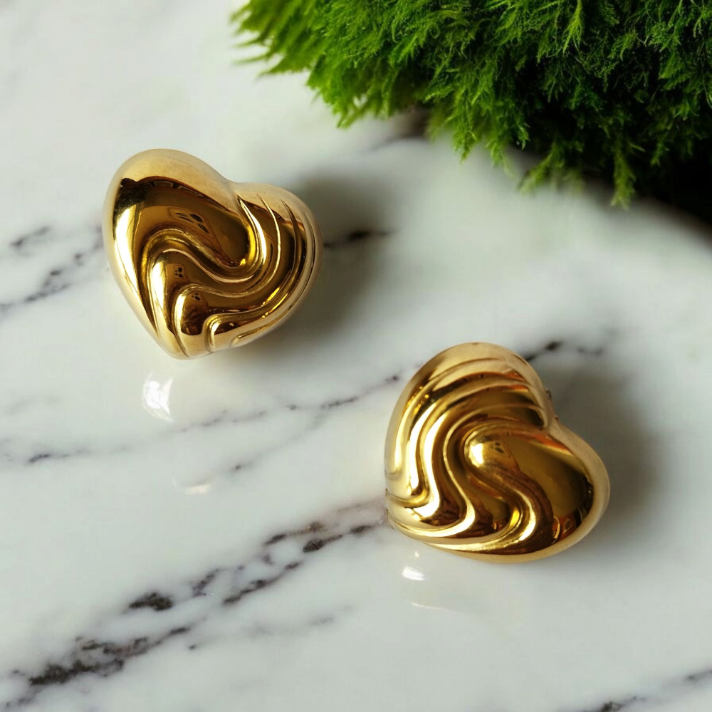 Gold Heart Shape Earrings