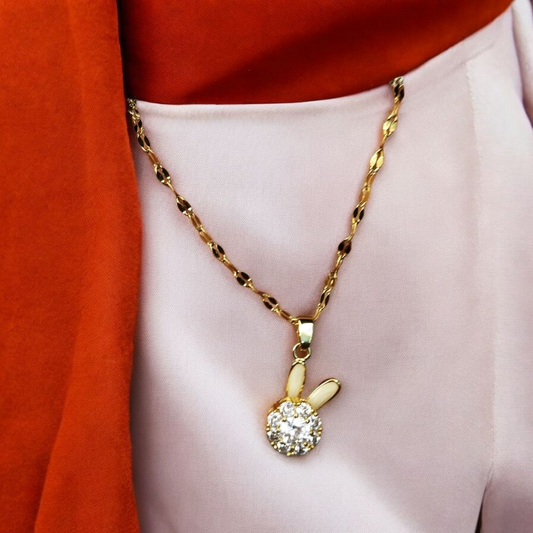 Diamond Bunny Pendant Set