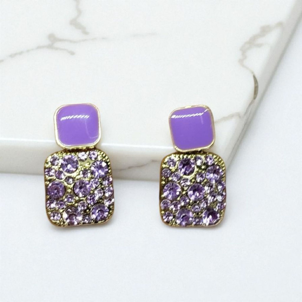 Purple Diamond Squares Stud