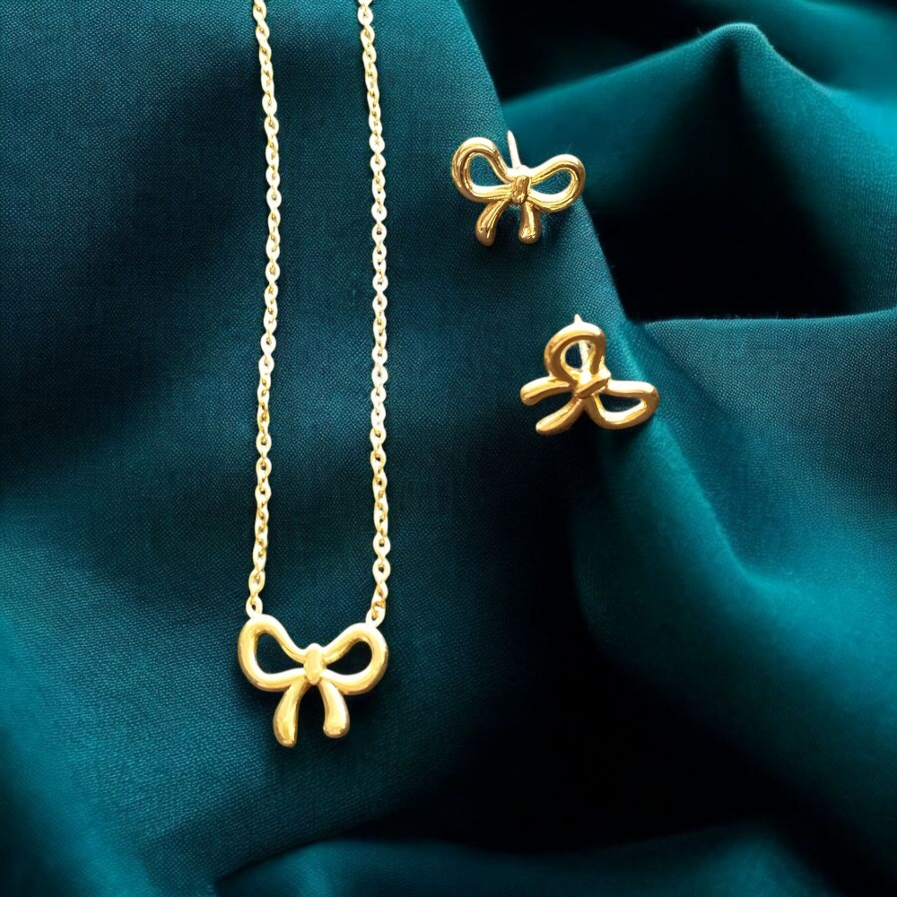 Bow Necklace with Earrings
