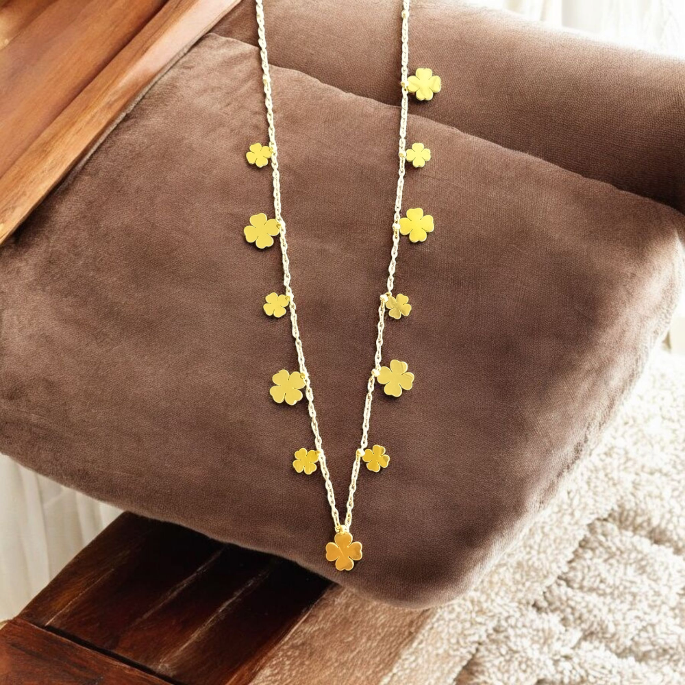 Gold Necklace with Flowers