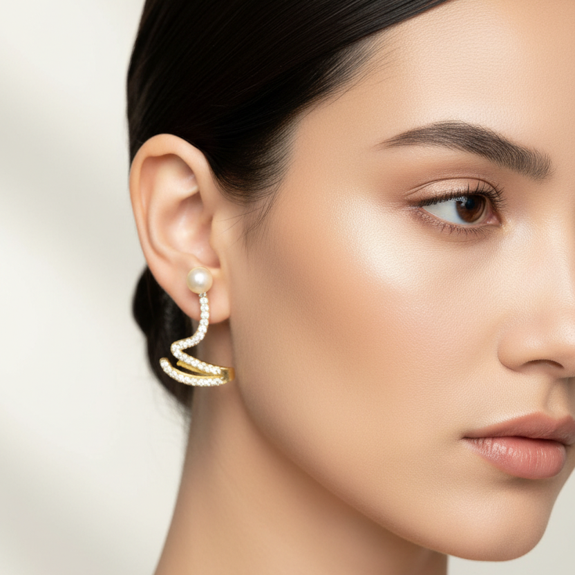 Pearl Diamond Stud Earrings