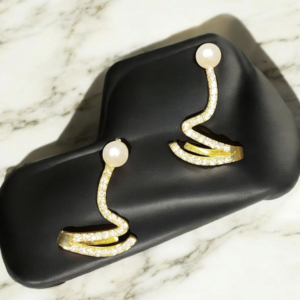 Pearl Diamond Stud Earrings