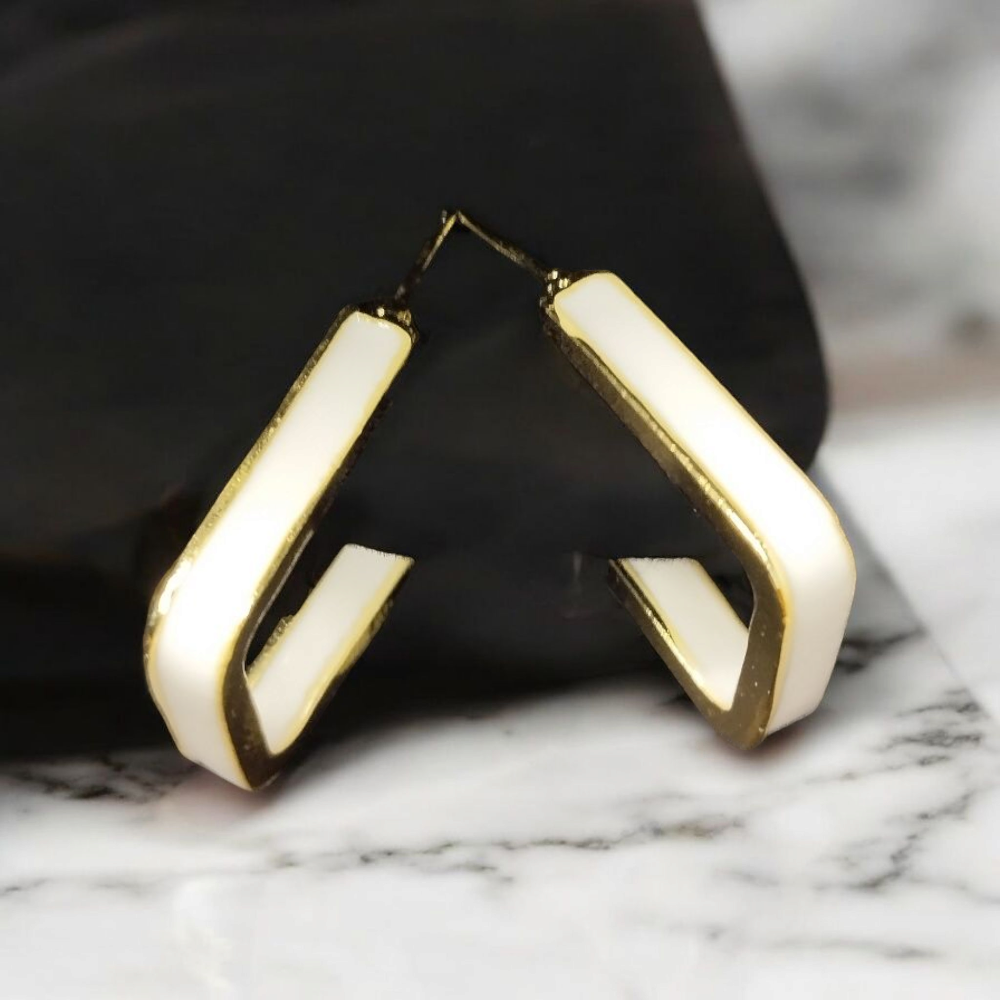 White Open Square Hoop