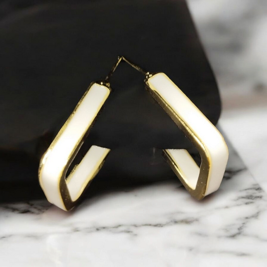 White Open Square Hoop