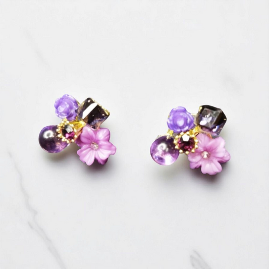 Purple Floral Earrings