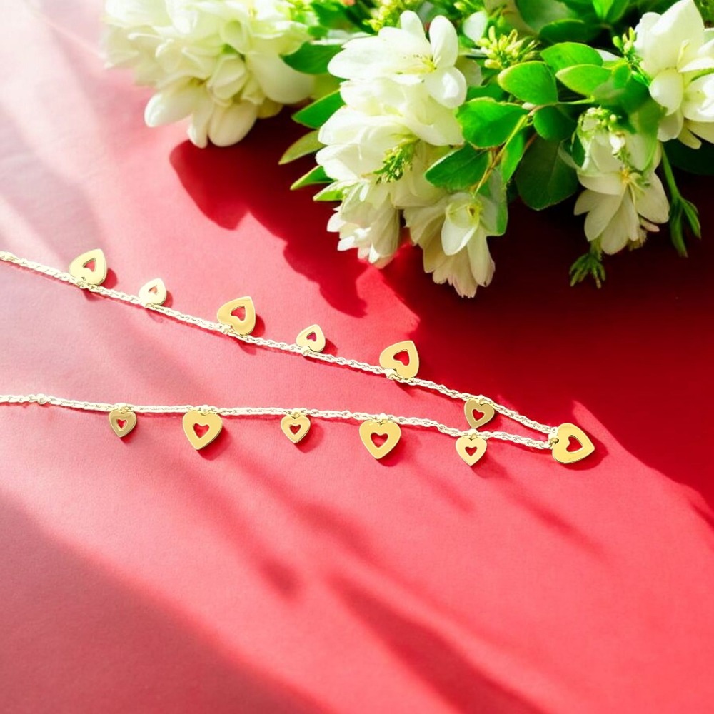 Gold Necklace with Hearts