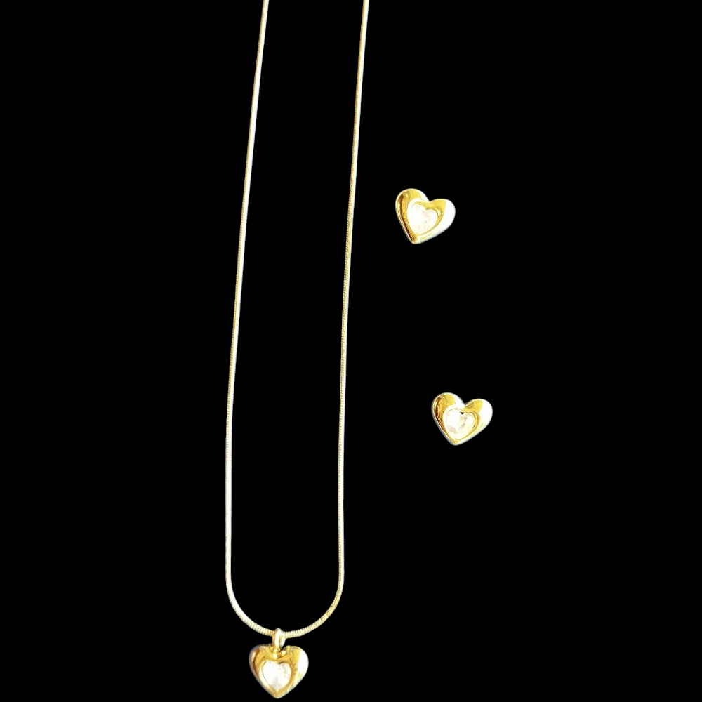 Heart Shaped Anti Tarnish Necklace with Earrings