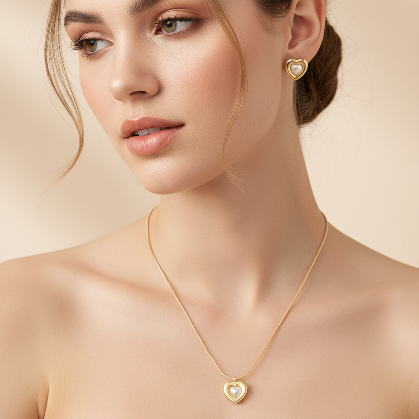 Gold heart shape Necklace Set