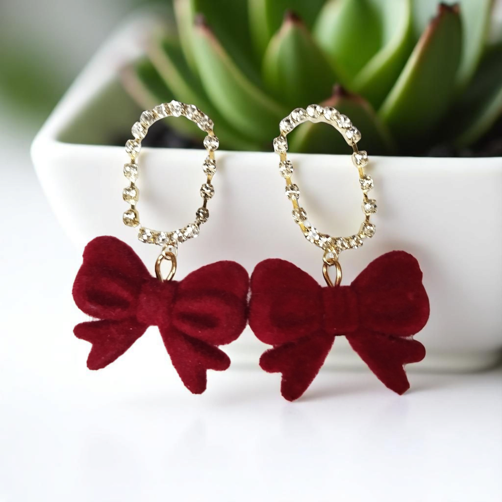 Red Velvet Bow Earrings