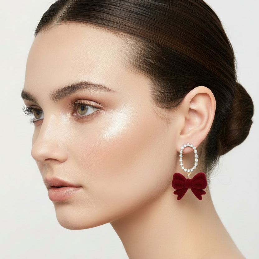 Red Velvet Bow Earrings