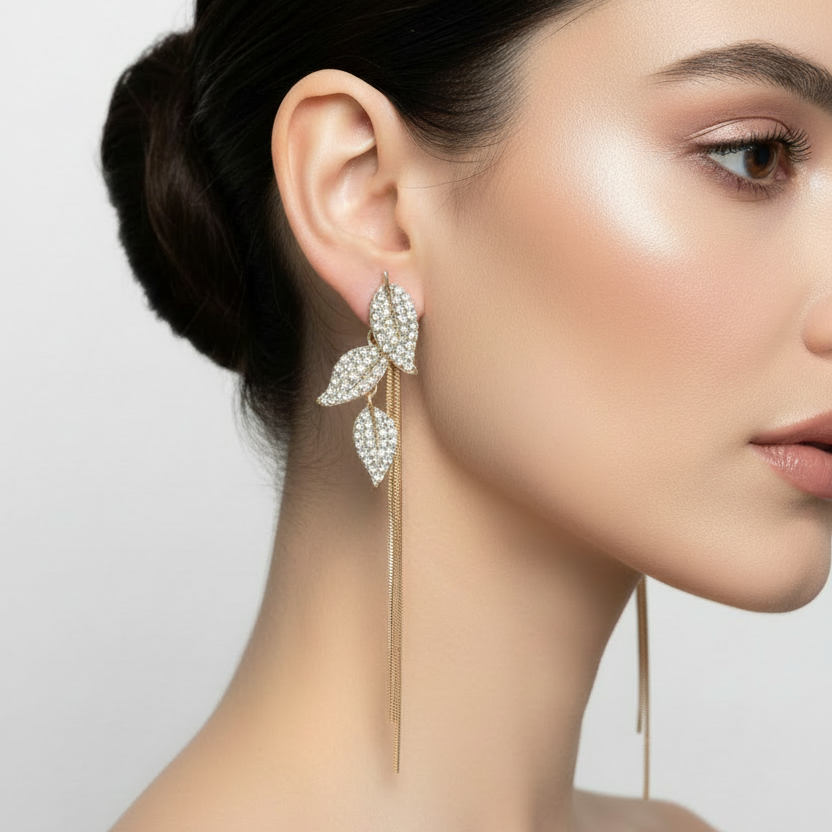 Diamond Leaf Earrings