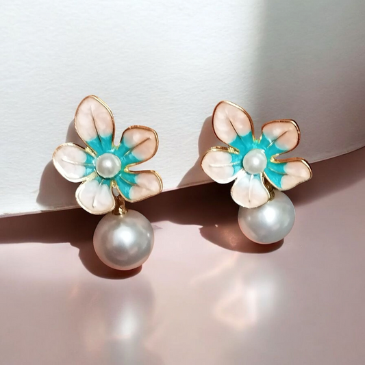 Flower Earrings with pearl