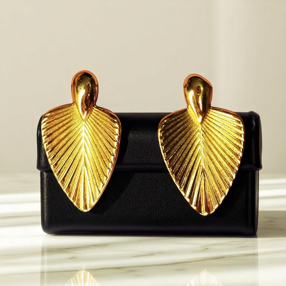 Gold Plated Leaf Shape Earrings