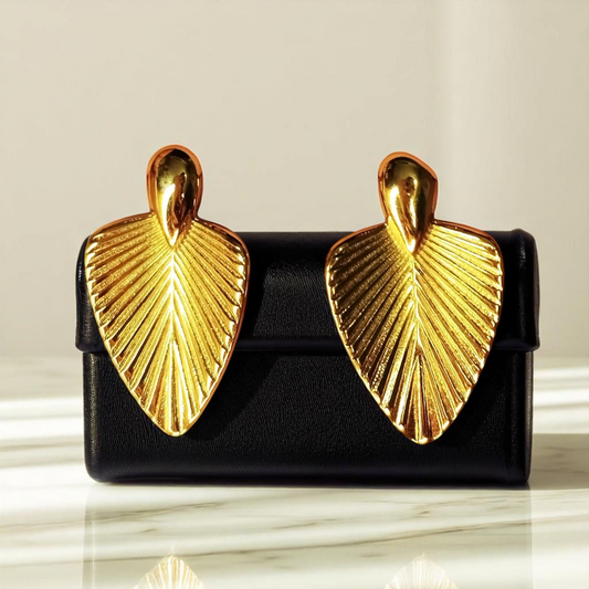Gold Plated Leaf Shape Earrings