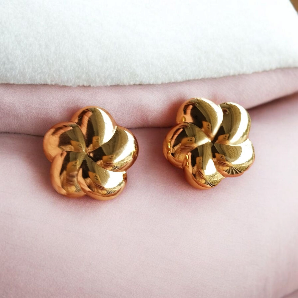 Gold Floral Anti Tarnish Earrings