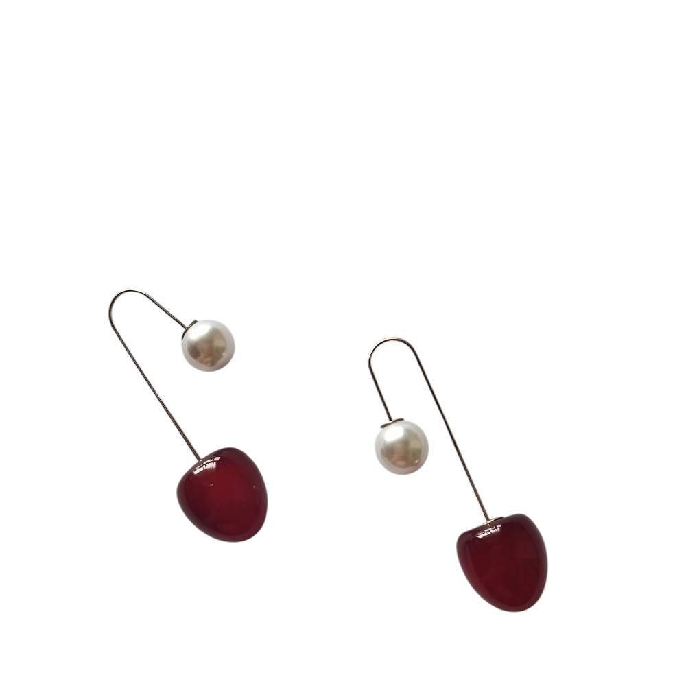 Red Cherry Drops with Pearl Beads