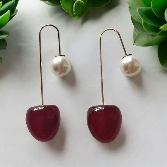 Red Cherry Drops with Pearl Beads