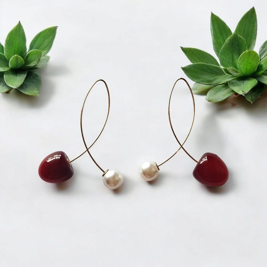 Cherry with Pearl Earrings