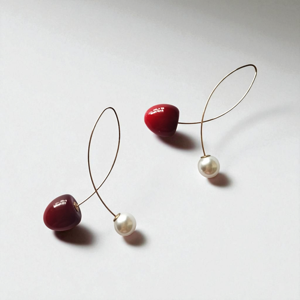 Cherry with Pearl Earrings