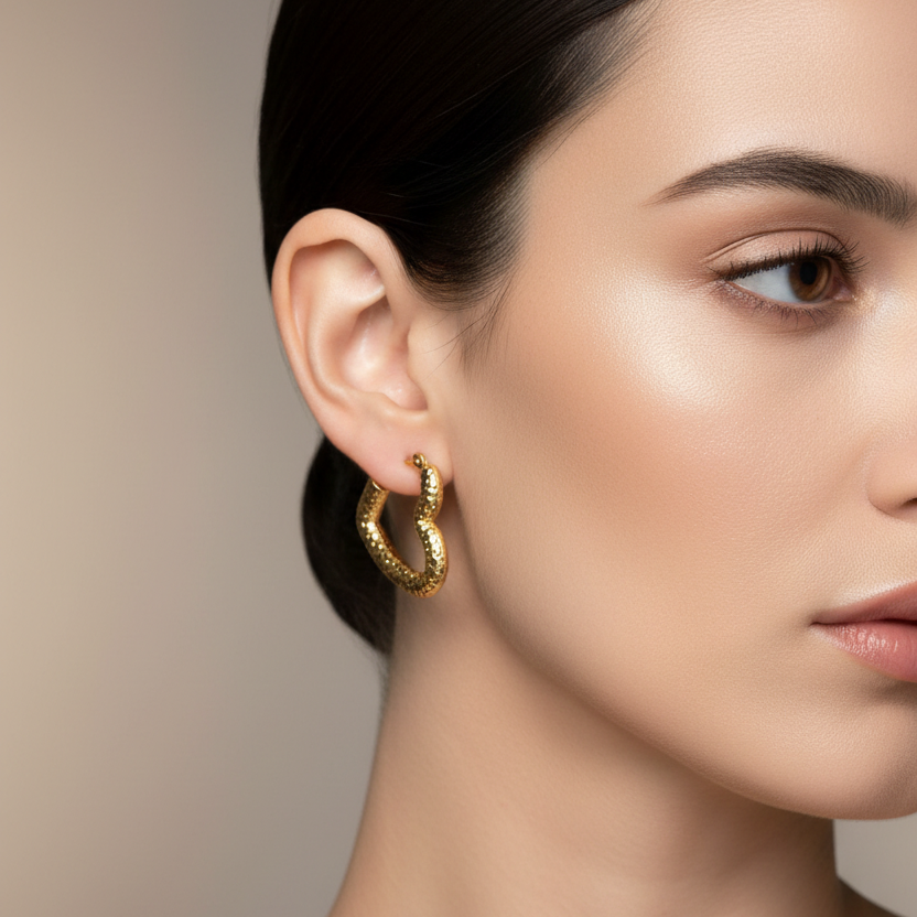 Gold heart-shape hoop Earrings
