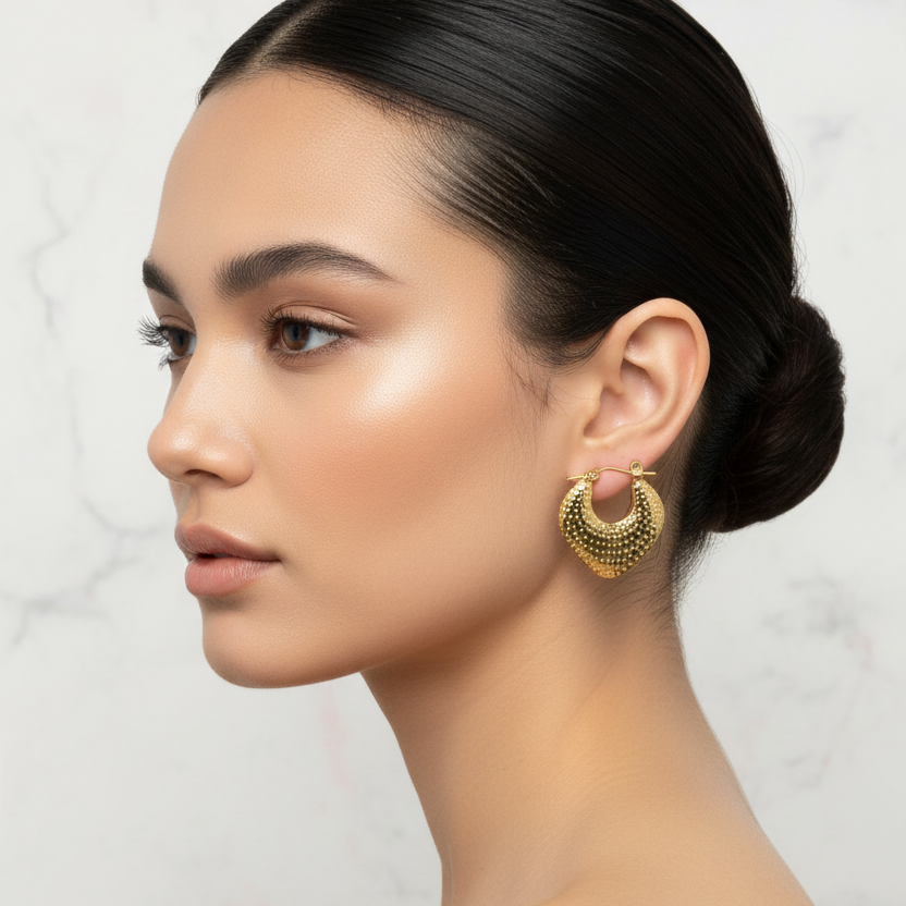 Anti Tarnish D Heart Hoop Earrings