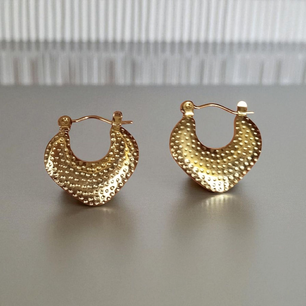 Anti Tarnish D Heart Hoop Earrings