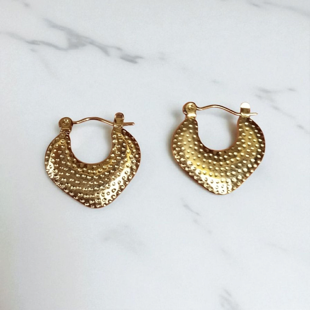 Anti Tarnish D Heart Hoop Earrings