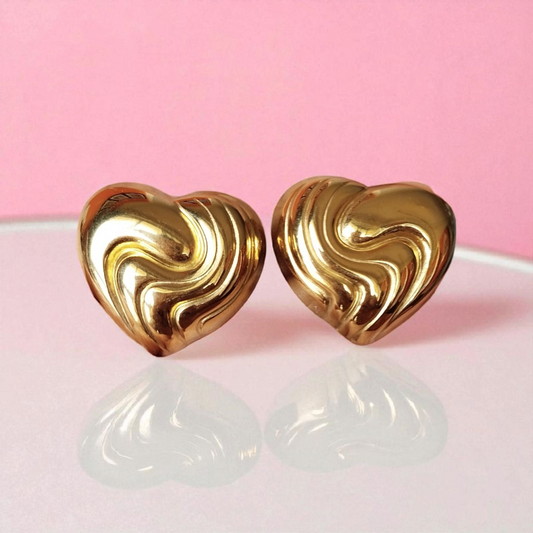 Gold Heart Shape Earrings