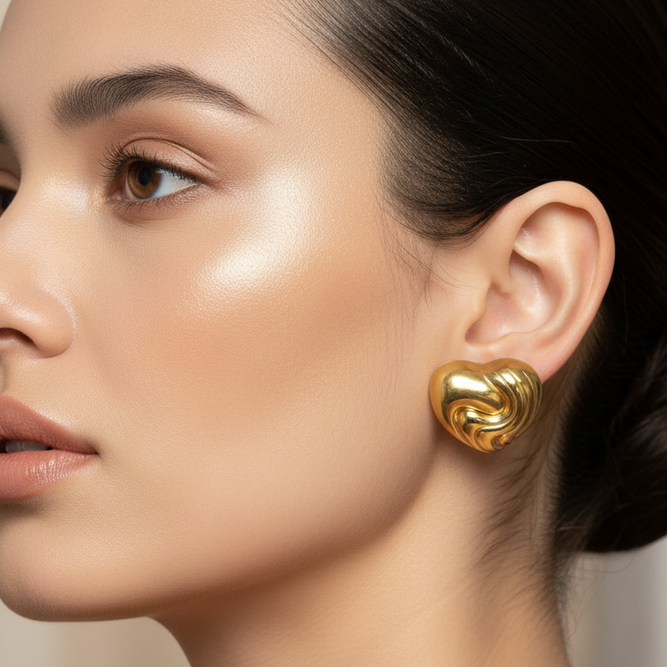 Gold Heart Shape Earrings