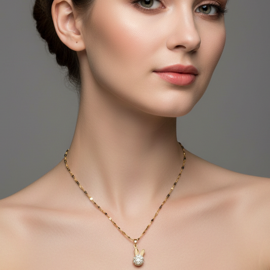 Diamond Bunny Pendant Set