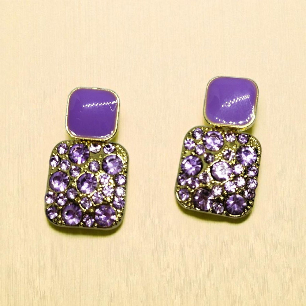 Purple Diamond Squares Stud