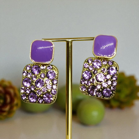 Purple Diamond Squares Stud