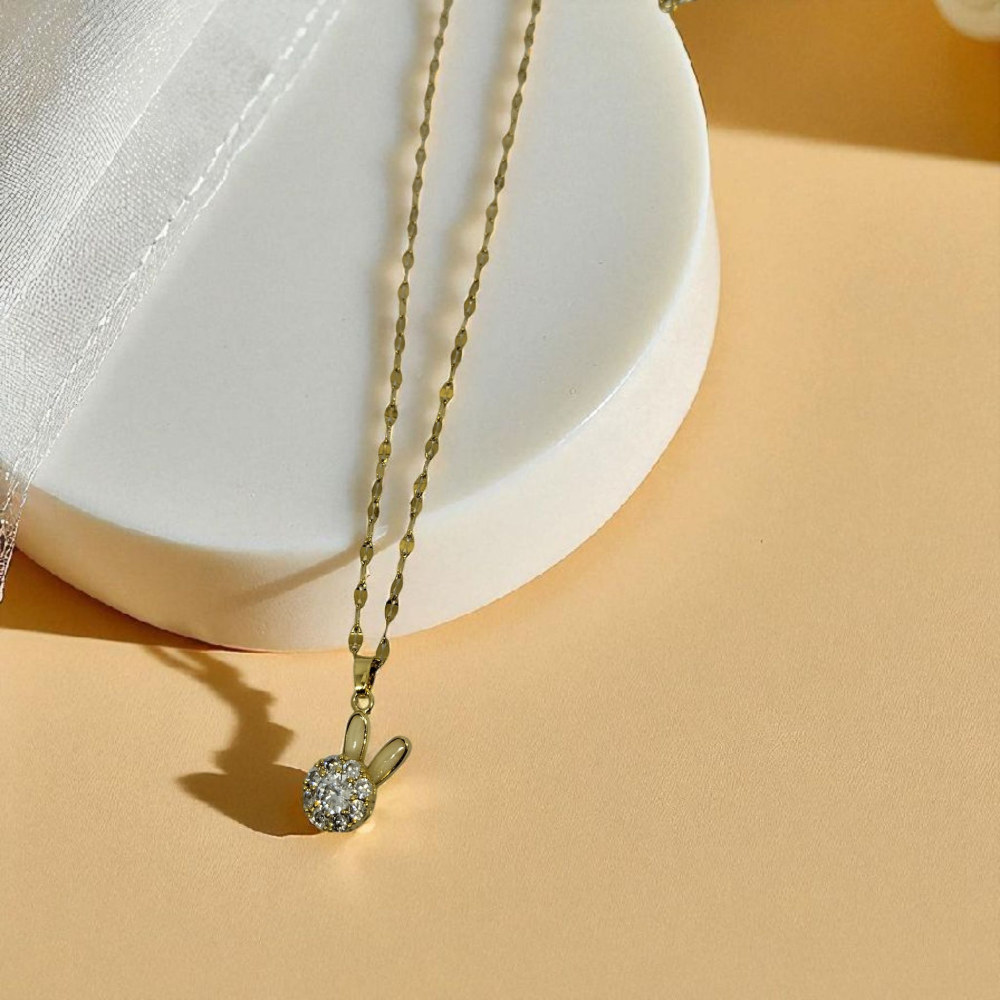Diamond Bunny Pendant Set