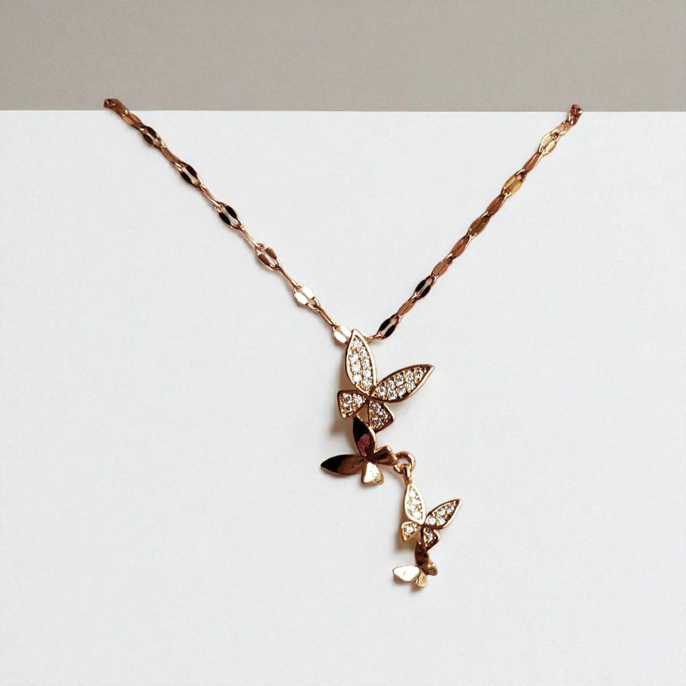 Gold Necklace with Butterflies