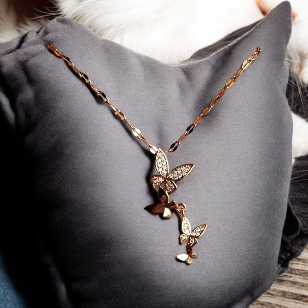 Gold Necklace with Butterflies