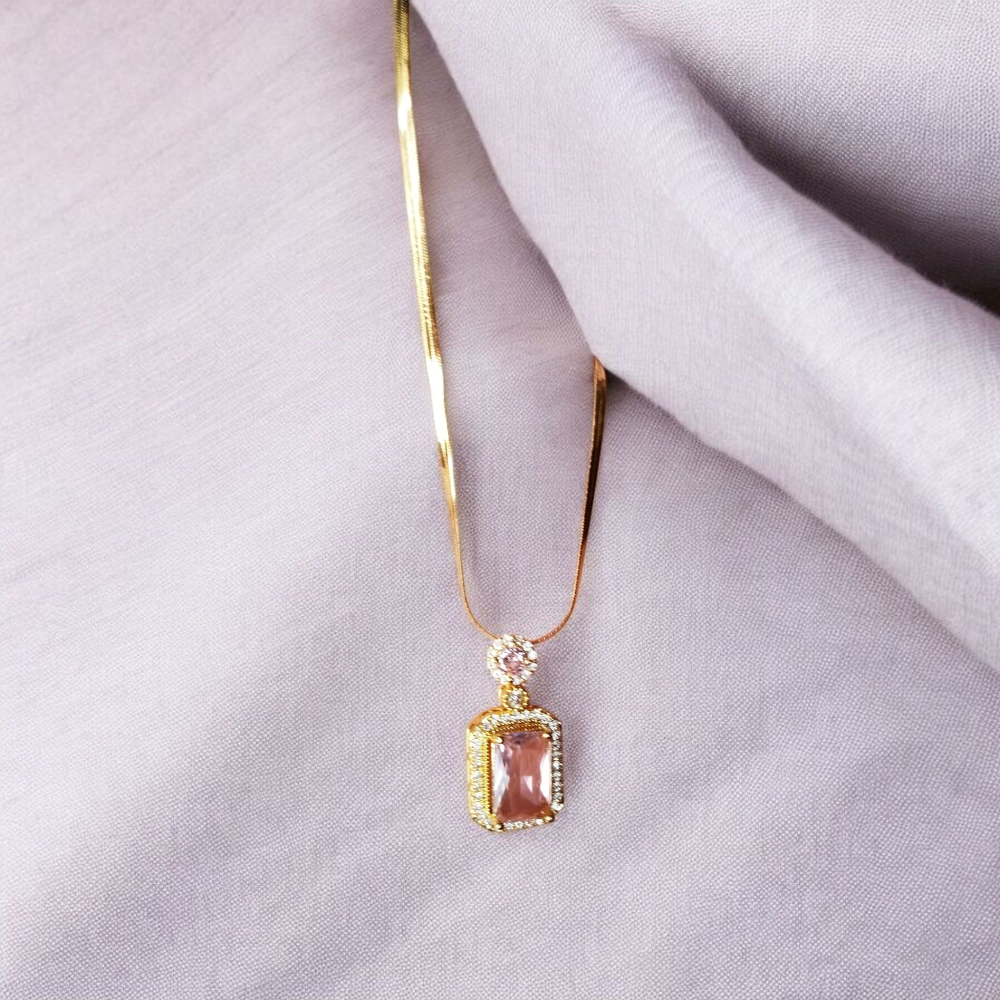 Pink Gemstone Pendant Set