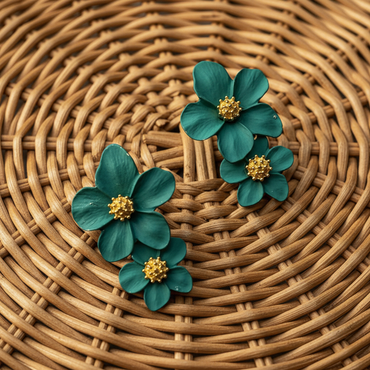 Peacock Colour Petal Earrings