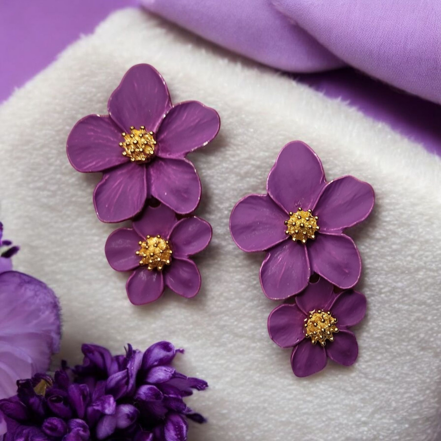 Purple Petal Earrings