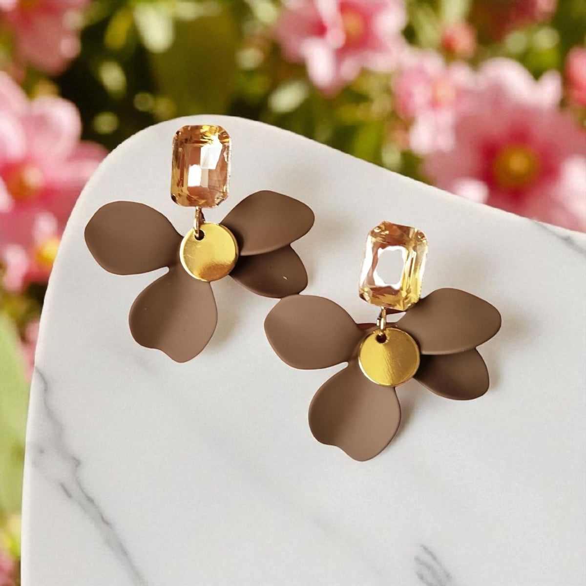 Brown Petal Earrings
