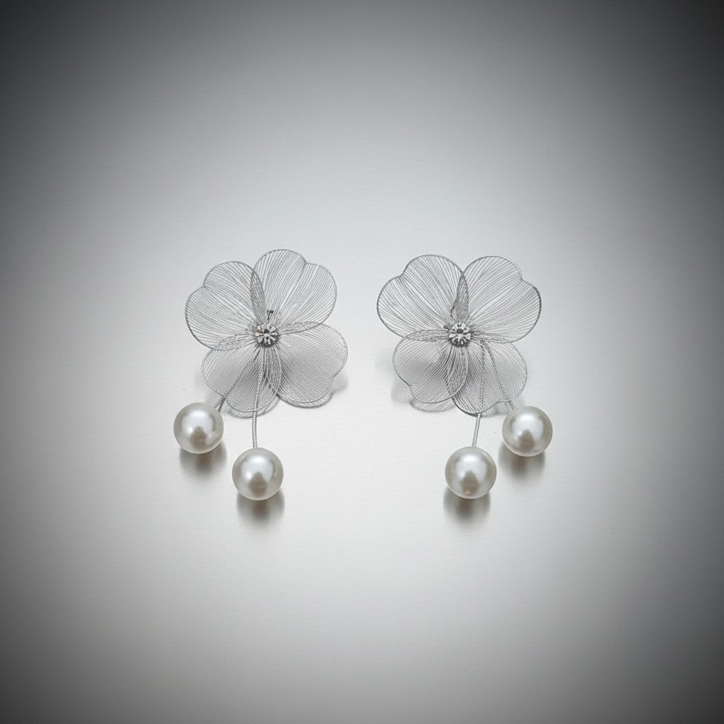 Silver Petal Dangles
