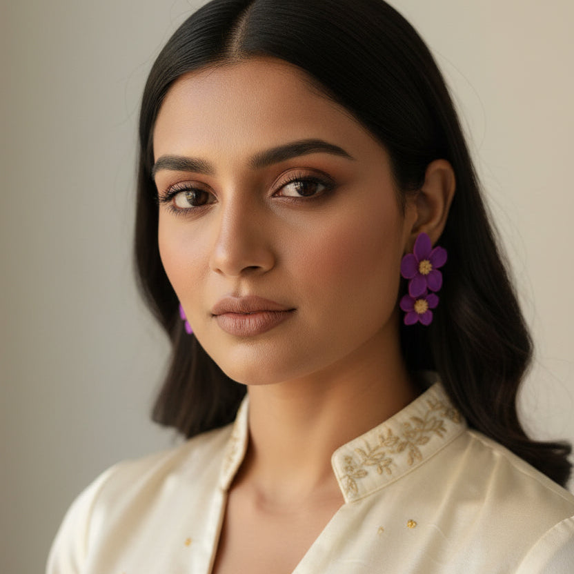 Purple Petal Earrings